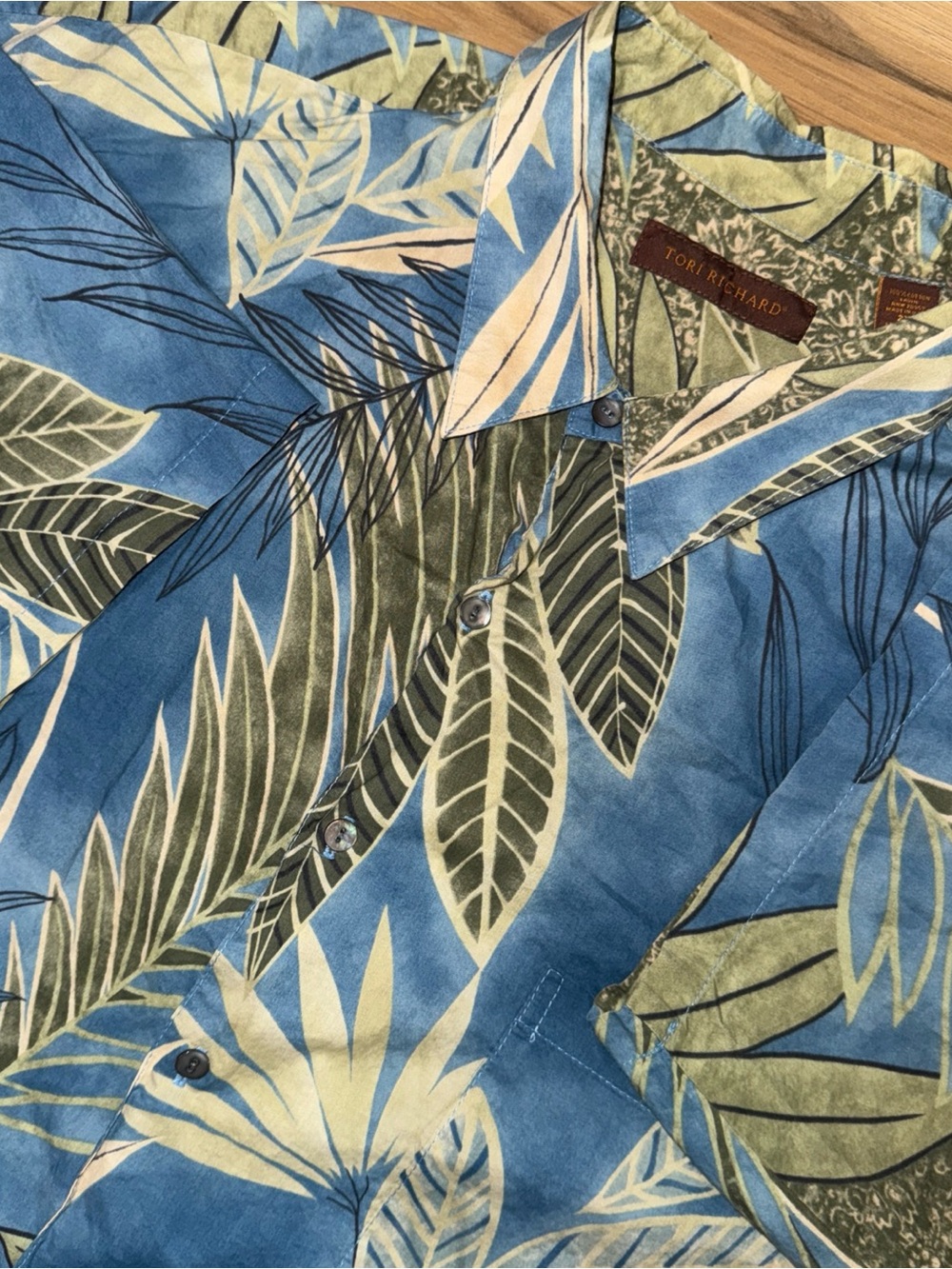 Mens Shirt Tori Richard sz 2 XL Resort Vacay Blue Light Cotton Lawn Made in USA